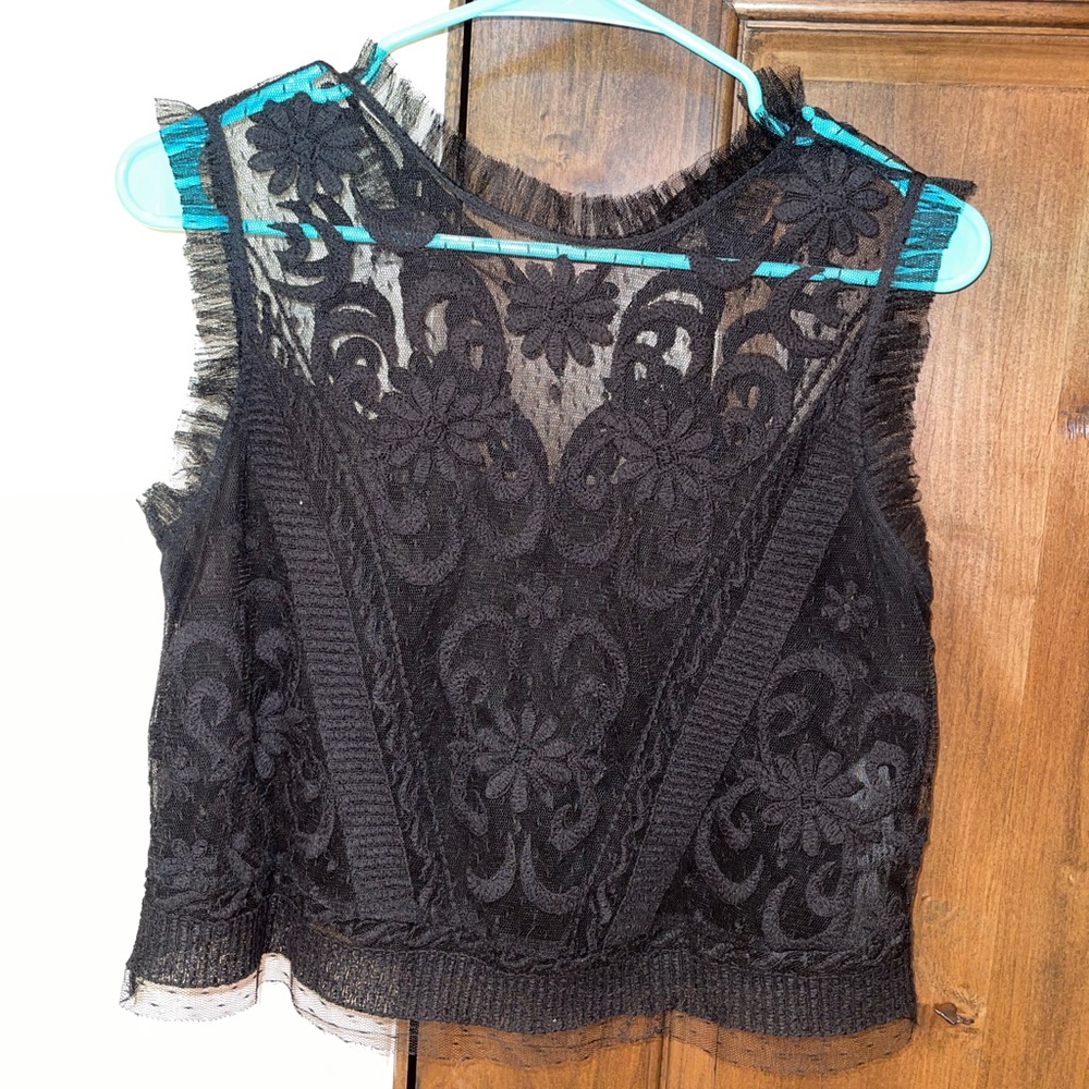 zara black lace top